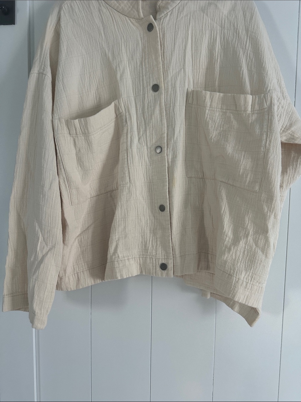Eileen Fisher Cream Button-Front Cotton Jacket